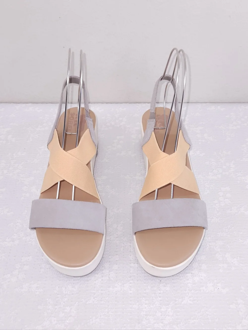 SOREL Cameron Flatform Slingback Platform Sandals US 10 Chrome Grey Chalk - Picture 5 of 11